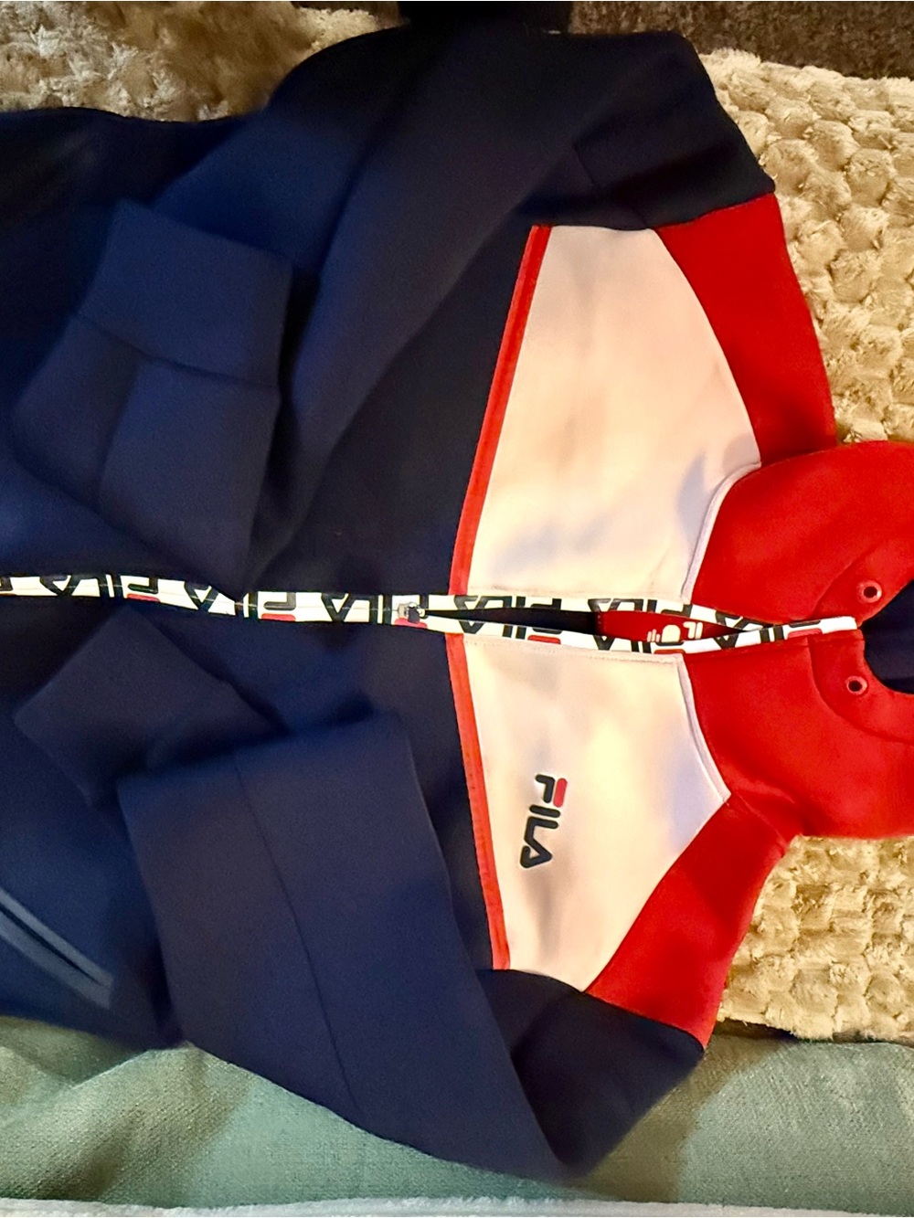 Fila Kids Navy, Red & White Colorblock sweatshirt -Style Jacket